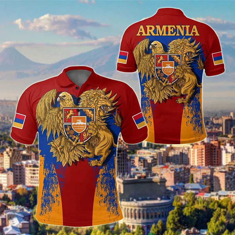 Custom Name Armenia Flag Graphic Polo Shirt Summer Casual Unisex Pullover Streetwear Men and Women Loose Jersey Short Sleeve Top