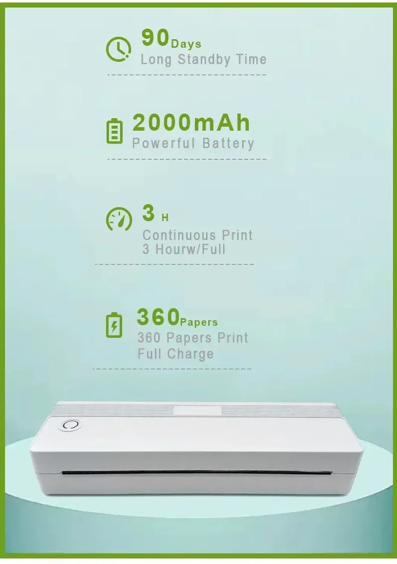 Hot SalesMini PrinterA4 Printer Portable Home Ink Free Learning Mini Ink Free Label Printer