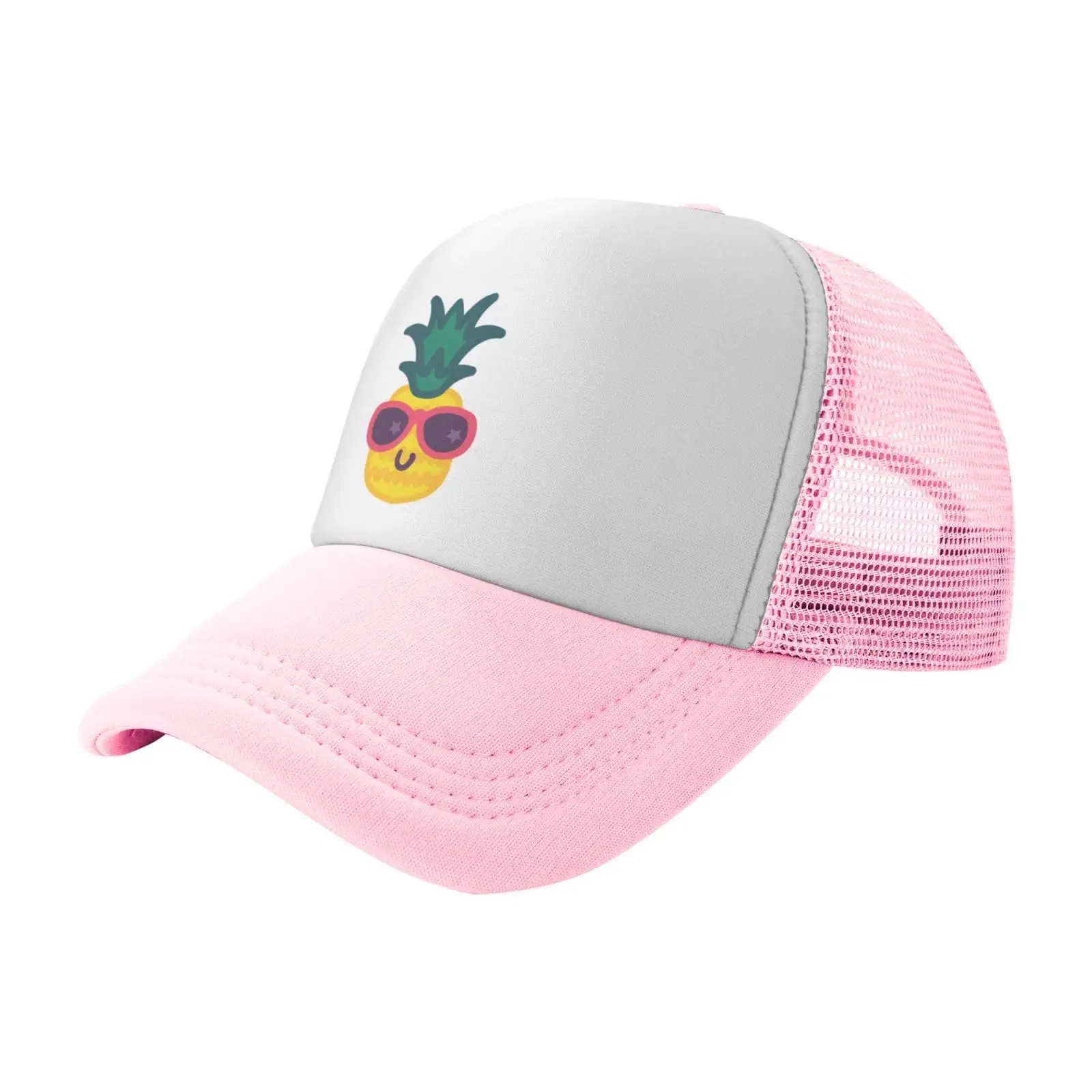 Funny Plays Well with Others Upside Down Pineapple Mesh Cap Baseball Cap Sun Dad Trucker Hat Pink