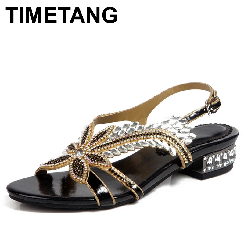 TIMETANGNew Exquisite Crystal High-heeled Shoes Black Woman White Rhinestone Decoration Fashion Women Shoes Elegant Banquet