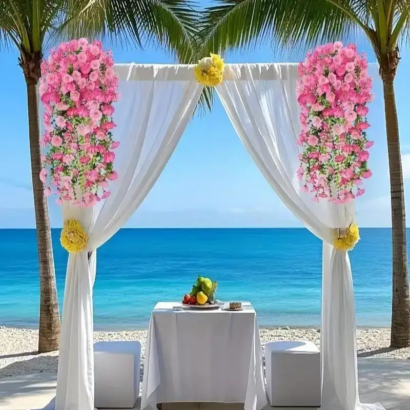 2pcs Total Length Outdoor UV-Resistant Artificial Morning Glory & Eucalyptus Hanging Decor For Home Garden Weddings xt2151-fro