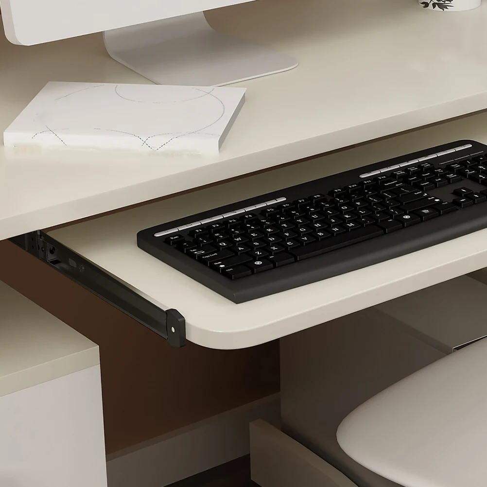 

1 Set Durable Keyboard Slide Heavy Duty Drawer Slides Cold Rolled Steel for Computer Desk Installation