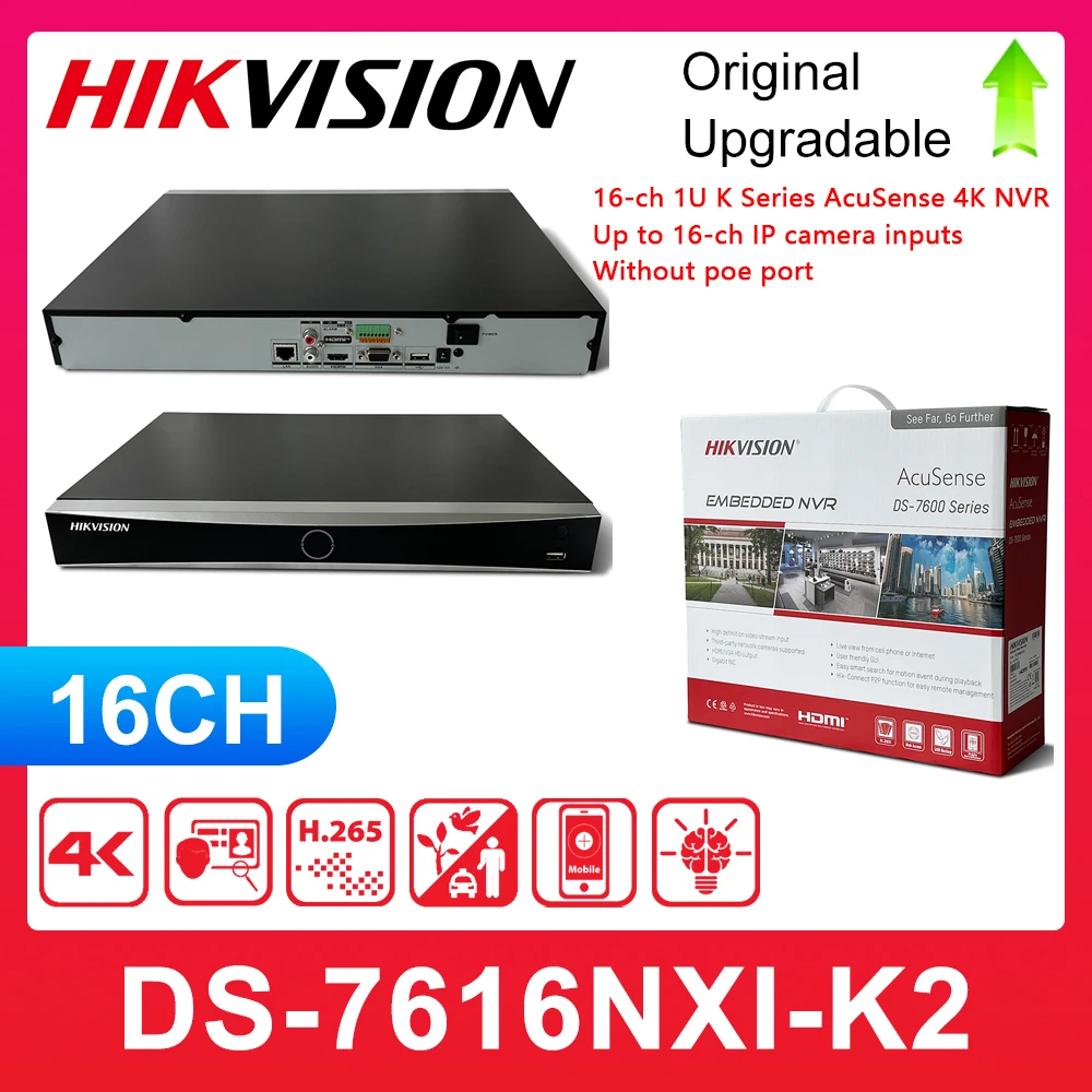 

Hikvision 4K NVR 8CH DS-7608NXI-K2 и 16CH DS-7616NXI-K2 32CH DS-7632NXI-K2 Интерфейс AcuSense NVR 2SATA H.265 Hik-Connect