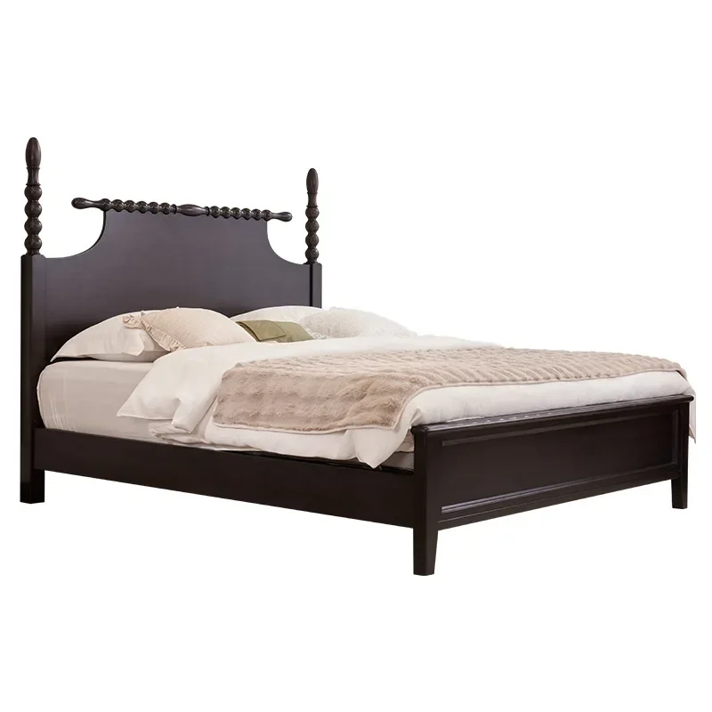 

French retro, medieval master bedroom, double bed Roman column, high-end bedroom furniture