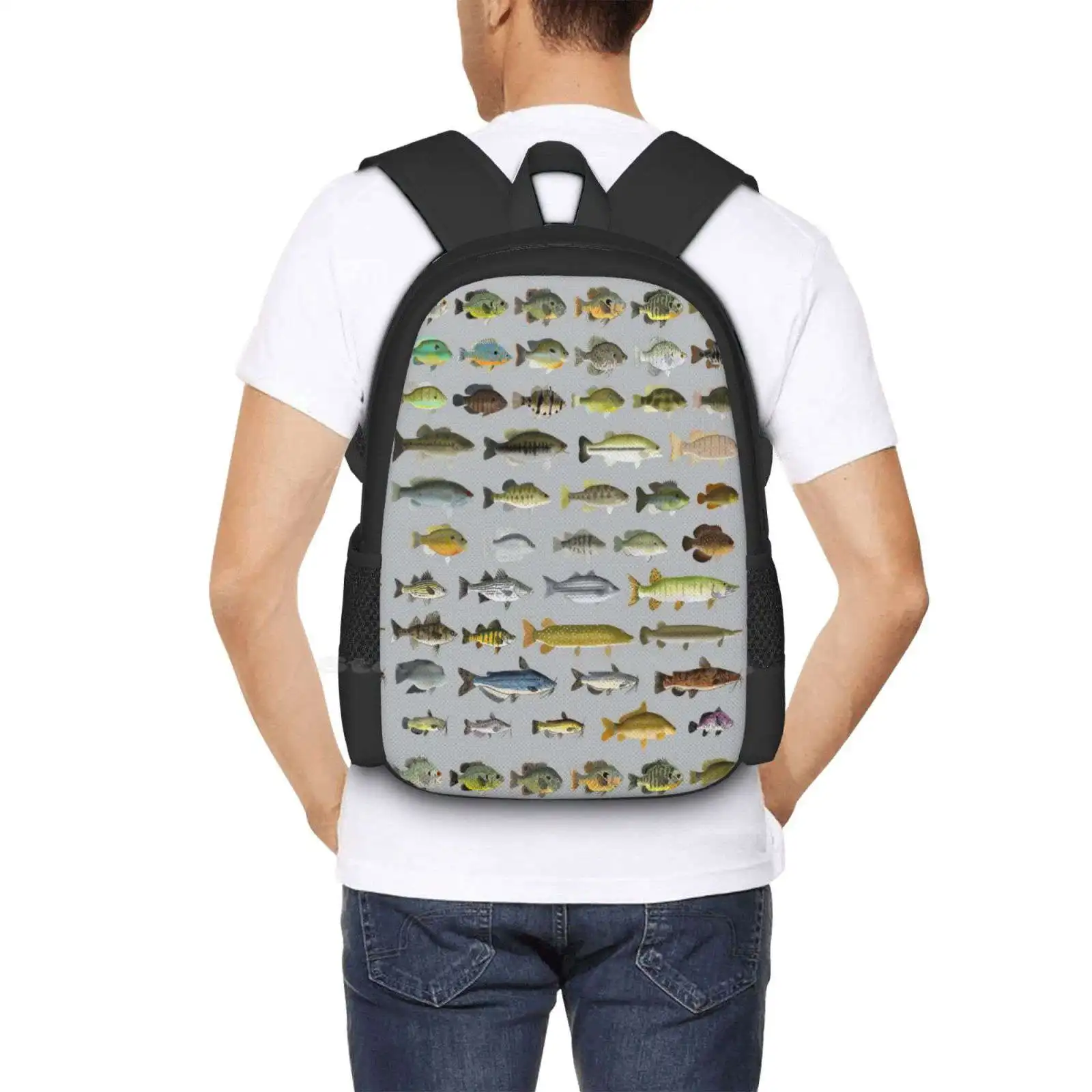 Nordamerika nische Süßwasser fisch gruppe heißer Verkauf Rucksack Mode taschen Amerika Süßwasser fischer gruppe Bluegill Longear Green