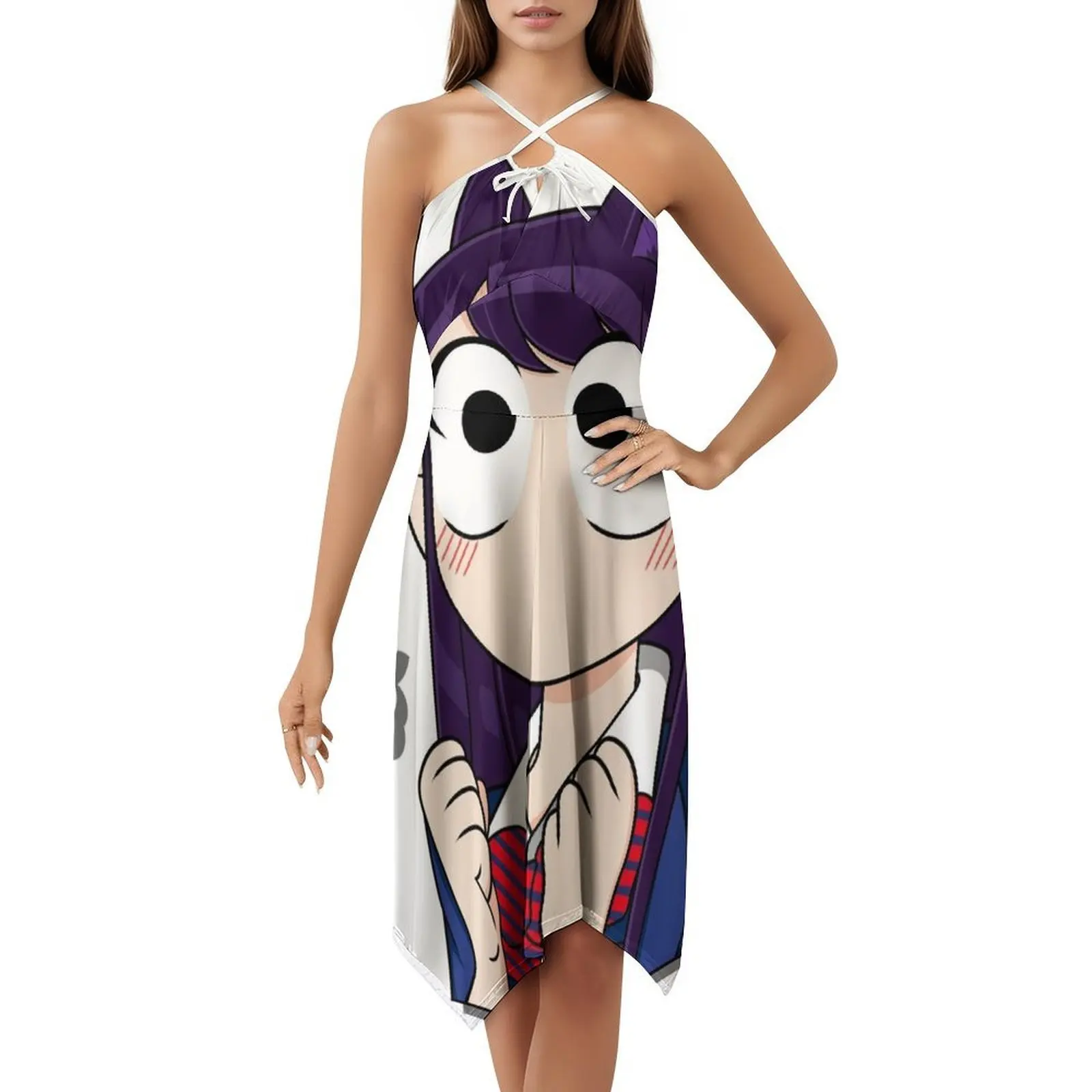 كومي لا يمكن التواصل فستان سموك الأزهار للنساء الربيع الصيف فستان كاجوال للحزب كومي كان التواصل أنيمي كومي #5