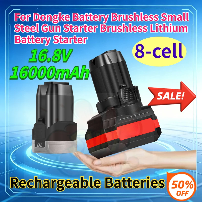 16.8V 16000mAh Lithium Battery for Dongke Brushless Small Steel Gun Electric Drill Starter Rechargeable Lithium-ion Battery