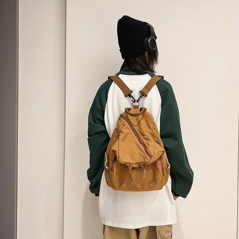 Y2k Students Grunge Simple Solid Backpack Preppy Vintage Fashion Casual Schoolbags All Match Trendy Streetwear Backpacks Korean