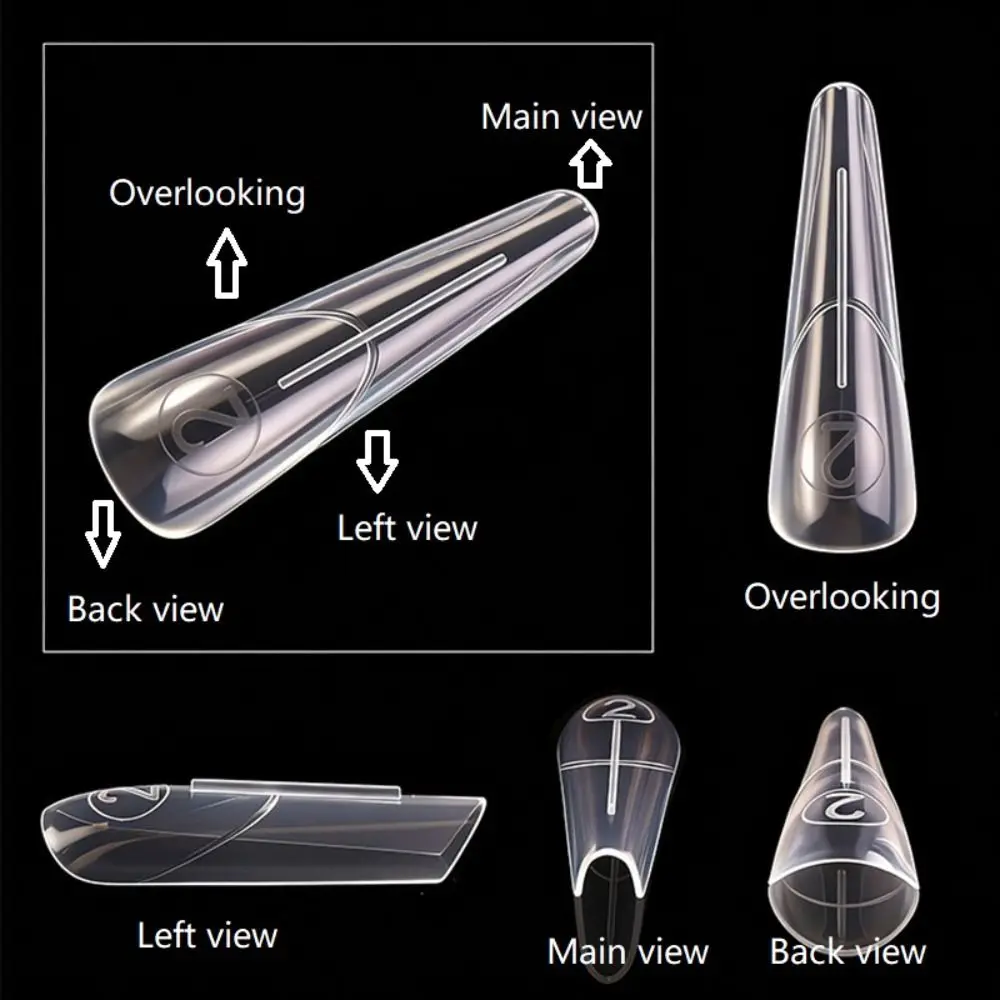 140pcs Ultra-thin French Nail Forms 14 Sizes Quick Extension Nail Extension Forms Perfect C-curve Transparent
