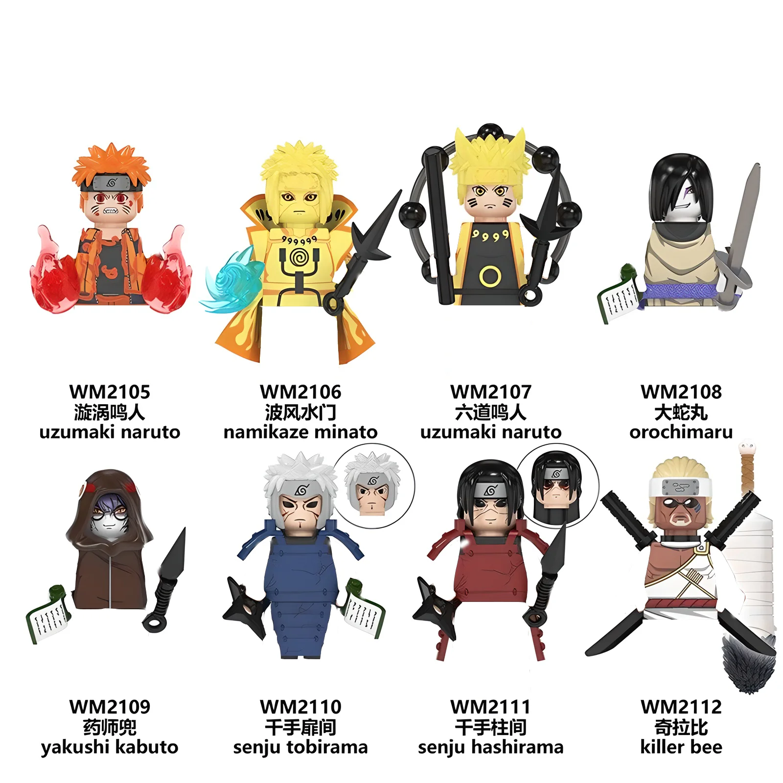 Figurines d'action anime japonais WM6108, Namikaze Minato, Orochimaru, Kabuto, Senju Tobirama, Senju Hashirama, modèles de jouets à collectionner