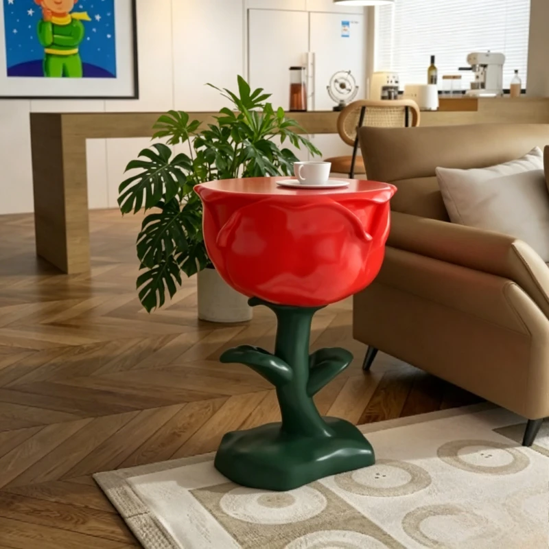 Little Prince Rose Floor Side Table,Large Artistic End Table for TV,Sculptural Living Room Accent,Decorative Novelty Stand Piece