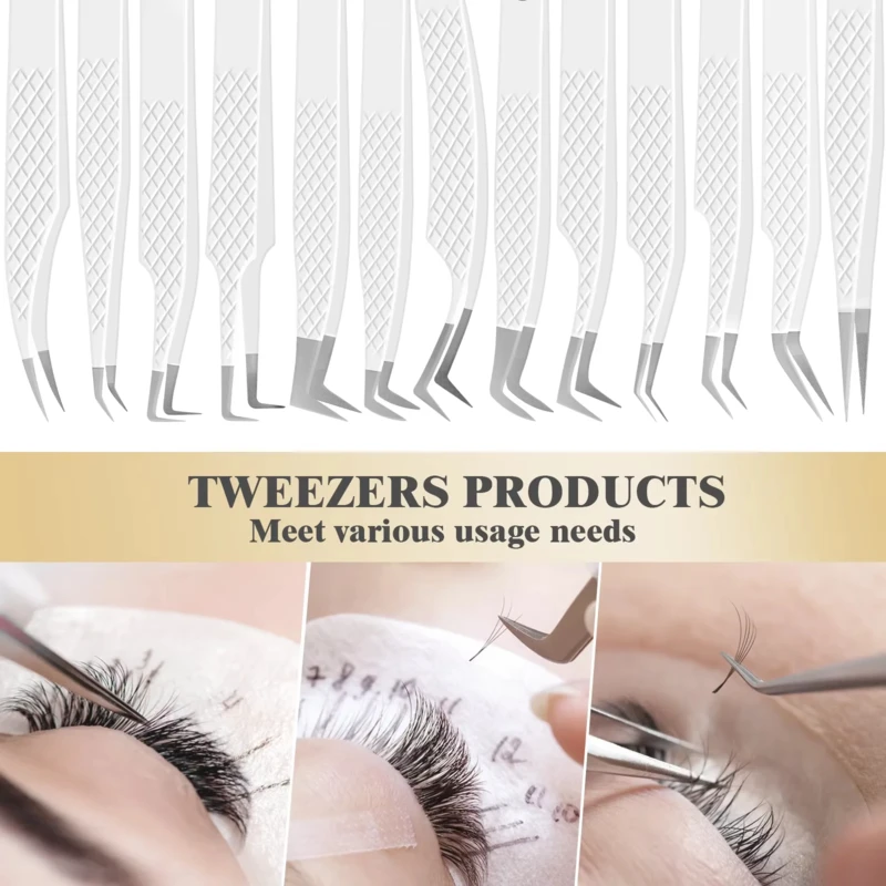 SENSE LASHES Pinzette per estensione ciglia antiscivolo Punta in fibra di acciaio inossidabile pinzas extensiones de pestañas Strumenti per il trucco