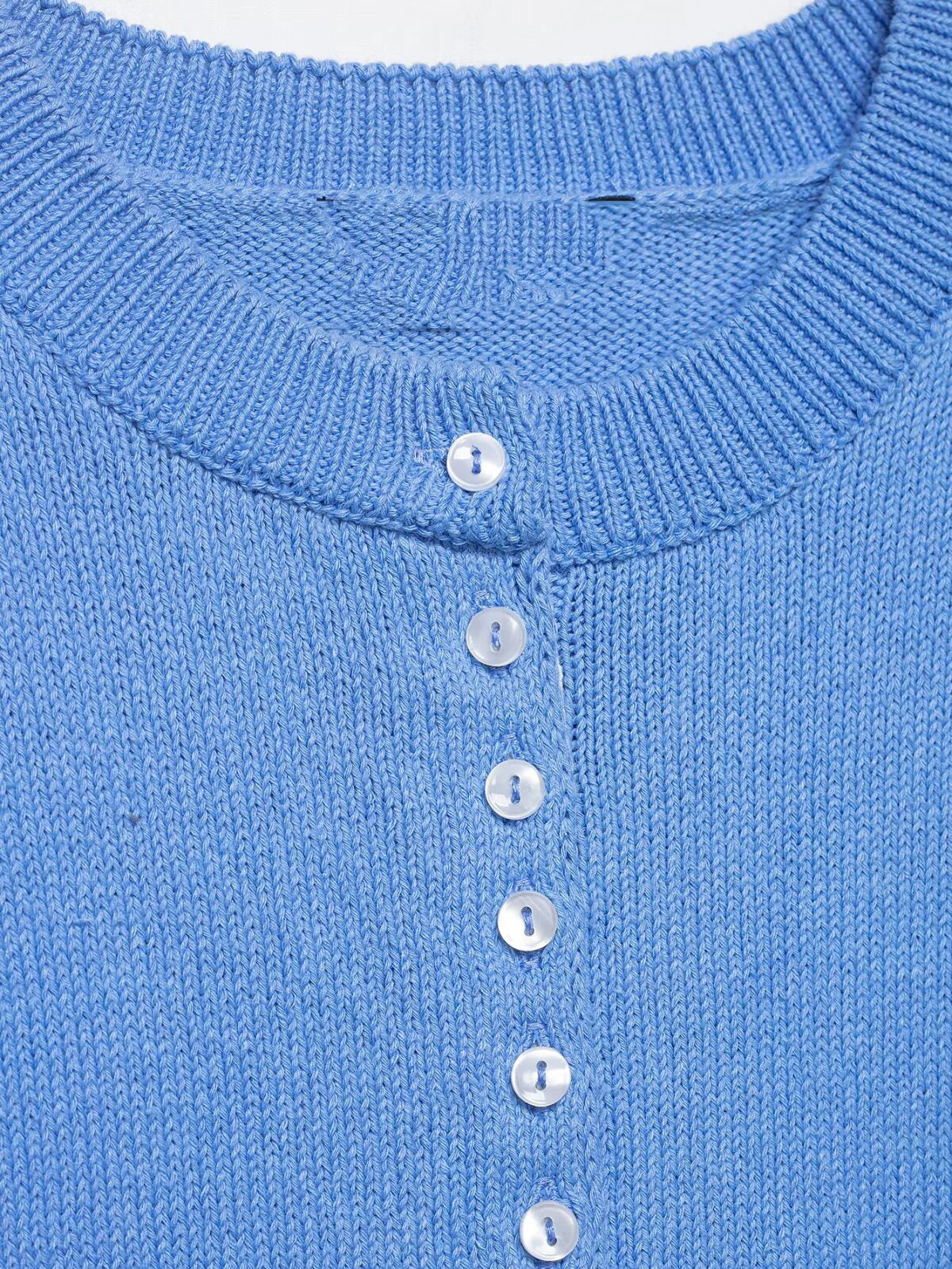 KONDALA Chic Vintage Women Blue Spring Casual Knit Sweater Chic Single Breasted Loose Fashion 2026 Spring Short Sleeve Cardigans image 2