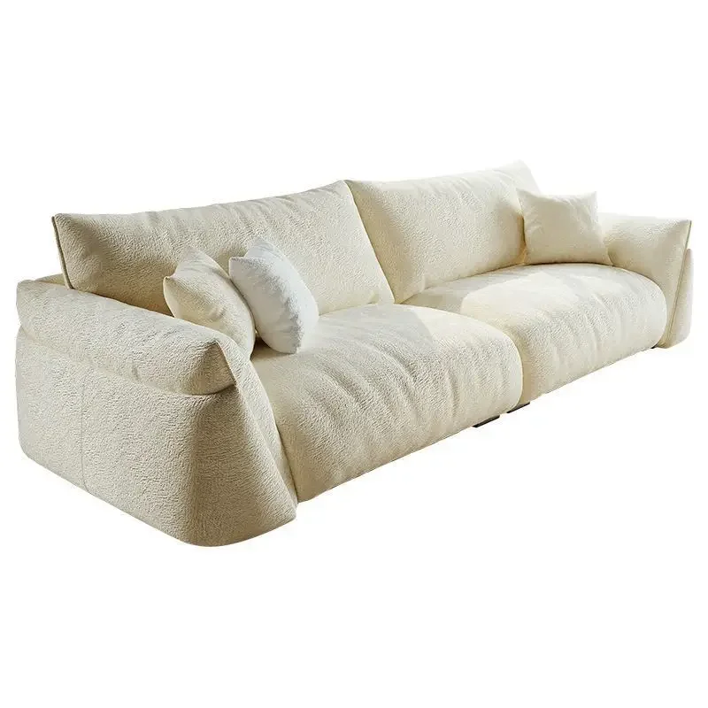 

Современный минималистичный диван, минималистичный диван из ткани, устойчивой к царапинам кошачьим когтям, кремового цвета.