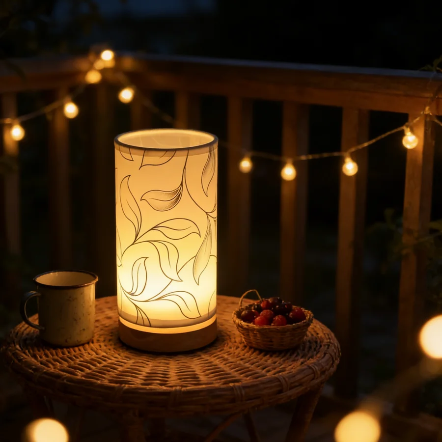 

Настольная лампа с минималистичным принтом в виде листьев, деревянная основа, теплый свет, ночник для спальни, 1 шт.