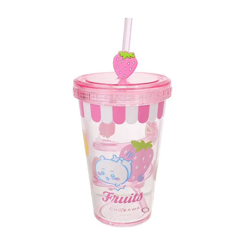 Chiikawa cartoon cute Fruit Market Series Plastic Tumbler portabl   In Stock