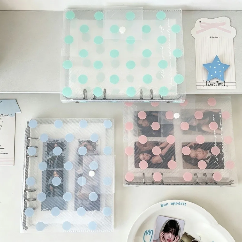 A5 Size Loose Leaf Binder Cover 3 Inch Width Polka Dot Pattern DIY Journal Organizer Ring Type Binding No Inner Pages