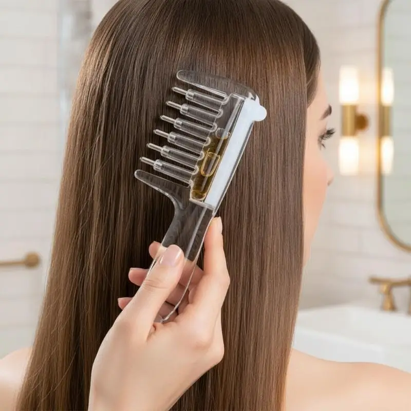 Scalp Liquid Applicator Comb Leakproof Design Portable Massage Roller Brush for Scalp Hair Care Serum Apply