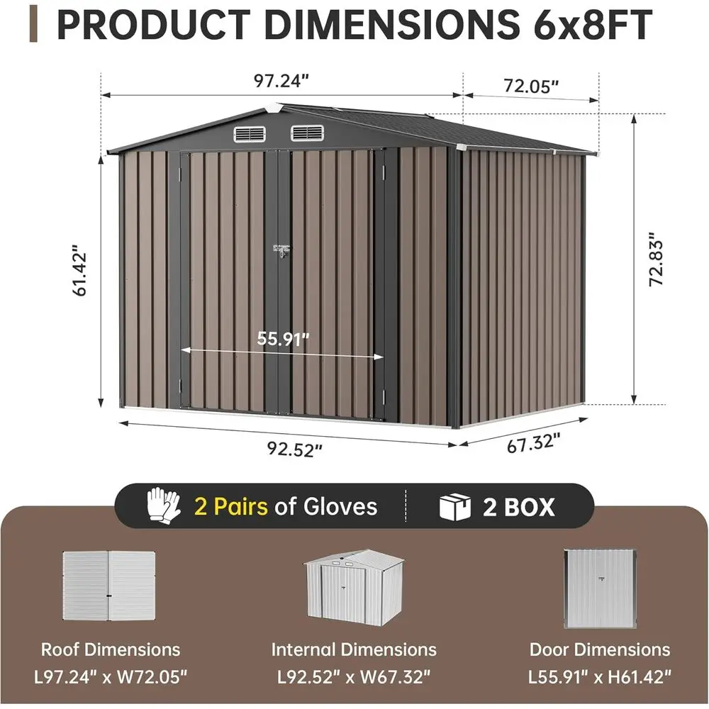 Metal Storage Shed & Outdoor Storage, Outdoor Steel Storages Shed with Sloping Roo, Utility and Tool Garden Sheds or Backyard Pa
