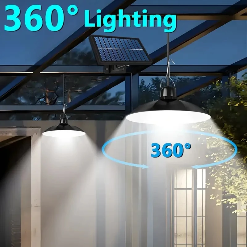 

Солнечный светодиодный подвесной светильник, двойное/одинарное наружное и внутреннее освещение для патио, гаража, кемпинга на колесах, наружного солнечного света