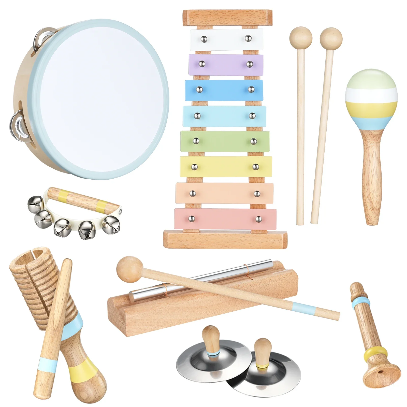 Toddler Musical Instruments Percussion Instruments Set Baby Musical Instruments Montessori Wooden Toys Percussion Xylophone Set