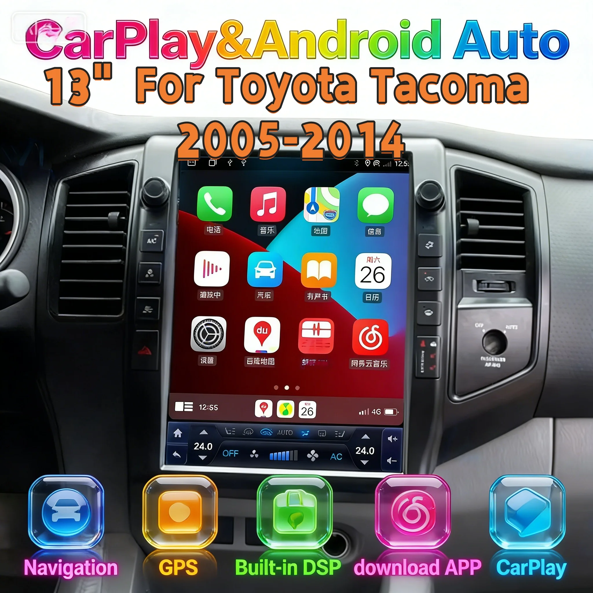 

13" Multimedia Radio CarPlay Player BT 5.0 For Toyota Tacoma 2005-2014 Android 13 GPS Navigation Car Radio Stereo Head Unit