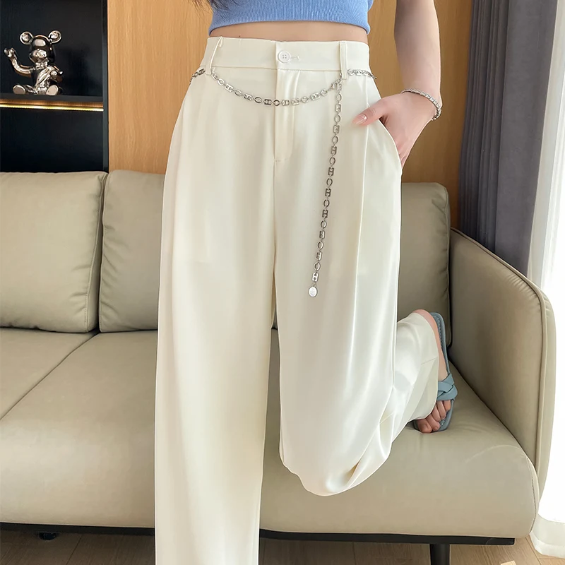 

Spring/Summer Leisure Slim Fit and Temperament Professional Suit Pants Draping Smooth Non ironing Straight leg Wide leg Pants