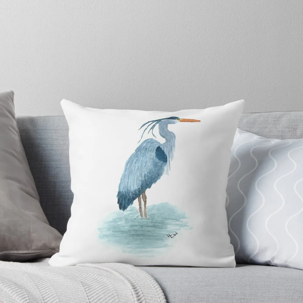 

Blue Heron Throw Pillow Room decorating items Cushions