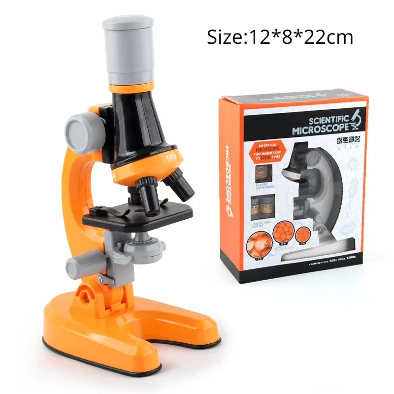 Children Biological Microscope Microscope Kit Lab LED 100X-400X-1200X Home School Science Educational Toy Gift for Kids Child 's