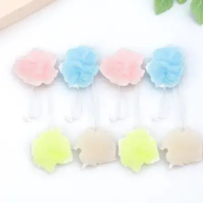 

8Pcs Colored Mesh Bath Ball Shower Scrubber Durable Pe Material Rich Lather Skin Care Random Color Hanging Rope