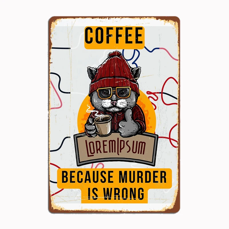 

Coffee Because Murder Is Wrong Metal Plaque Poster Wall Decor Club Bar Vintage Club Tin Sign Poster