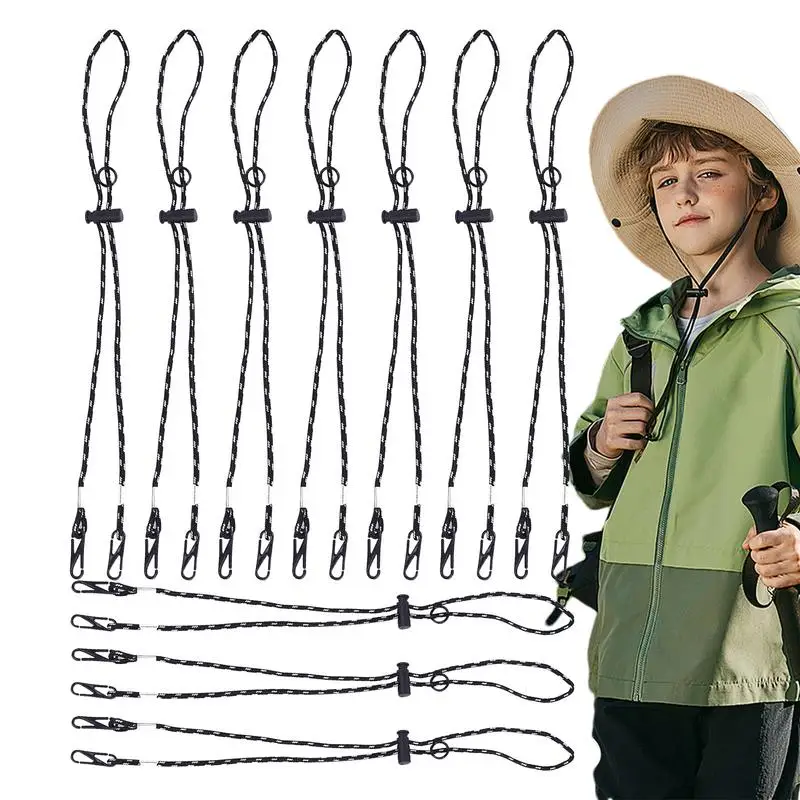 10pcs Hat Retainer Anti-lost Windproof Hat Strap Adjustable Hat Chin Cord Removable Adjustable Hat String Cord