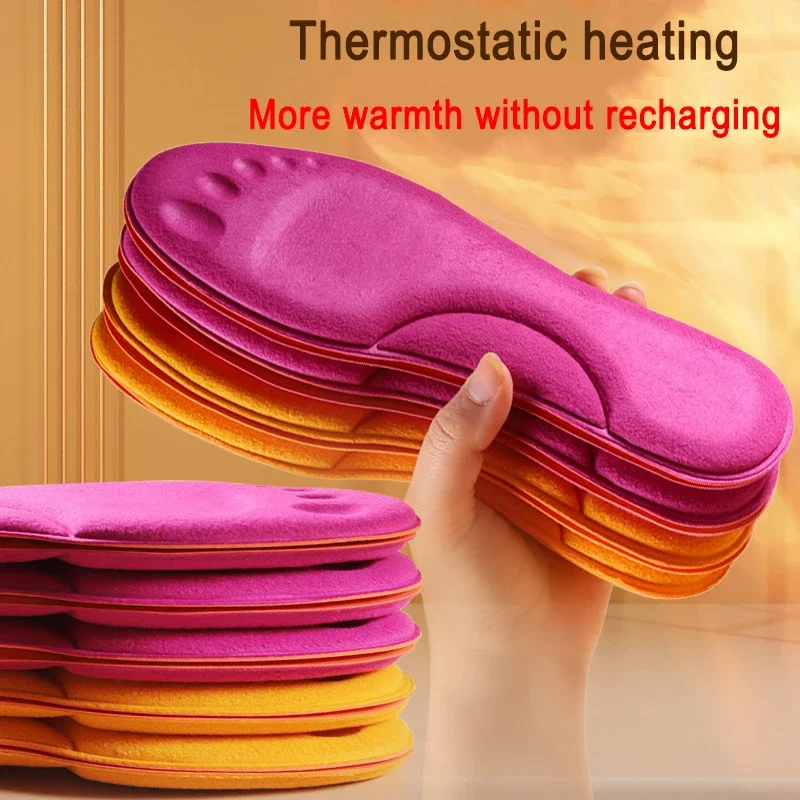 Winter Fur Self Heating Insoles Foot Thermal Thicken Non Slip Insole Memory Foam Shoe Pads Warm Sports Shoes Inserts Women Men