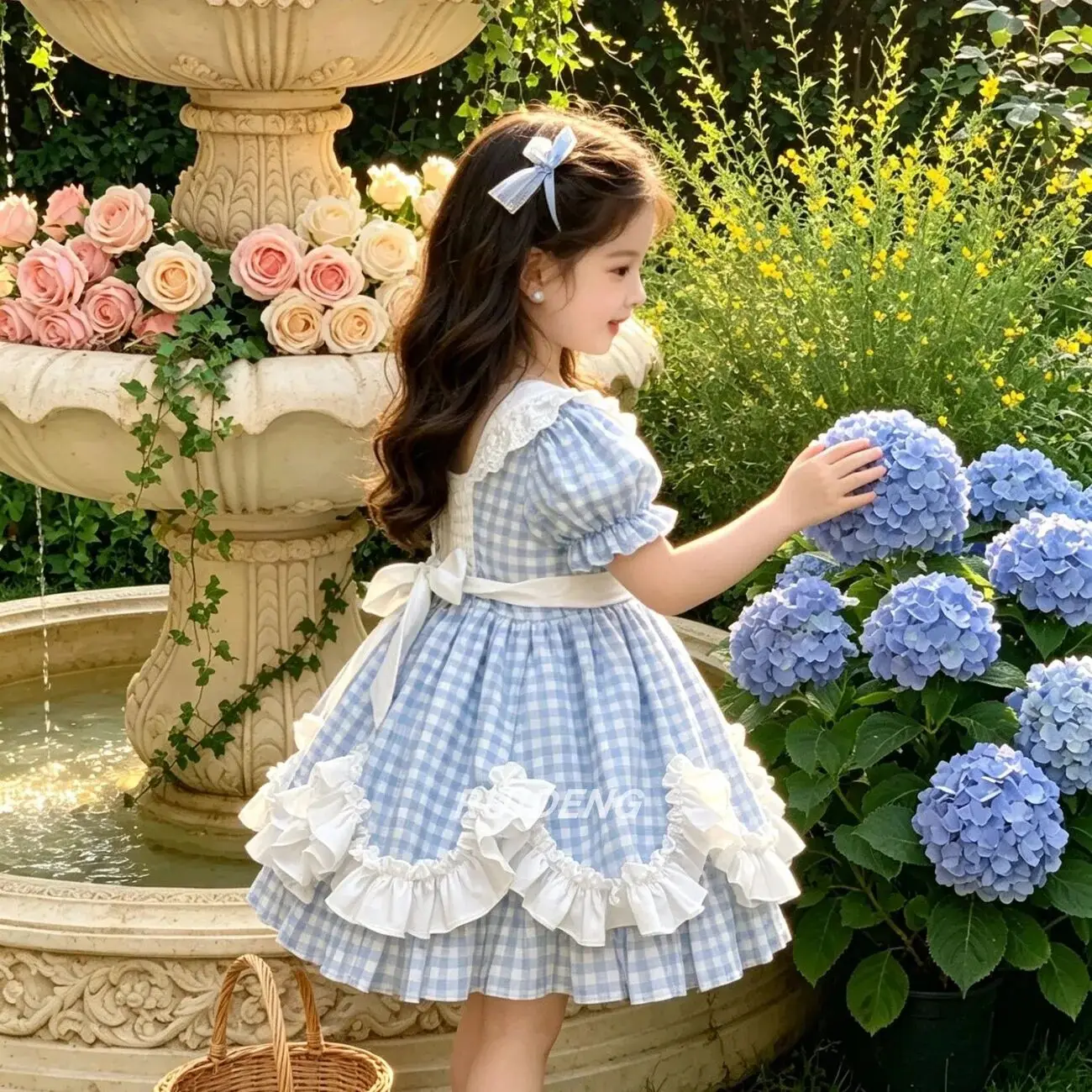 

Girls' dress summer new style children's short sleeved fluffy dress Lolita princess dress