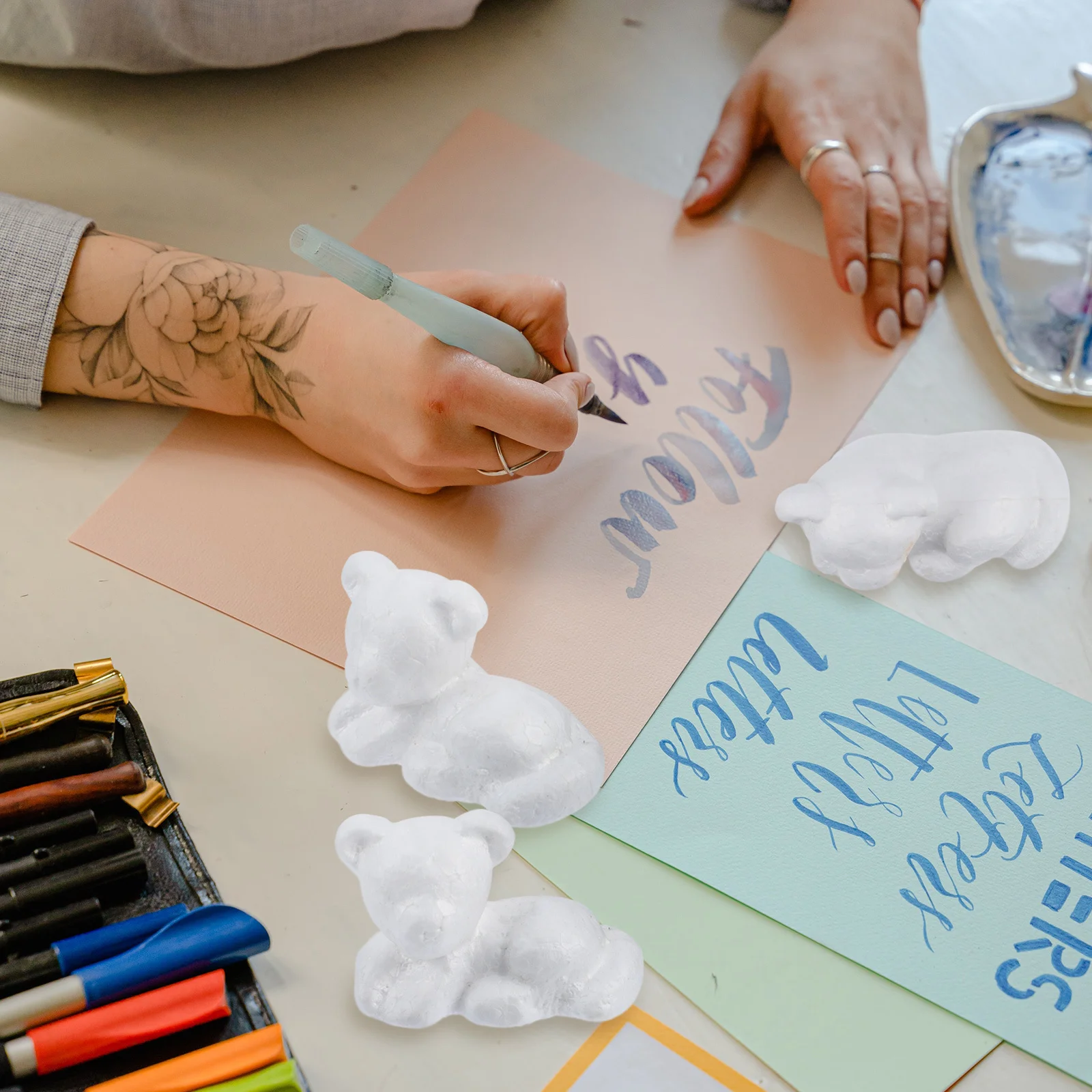 JUMPLAWN 40pcs Animal Painting Toys for Kids Creative Craft Supplies Tiger Figures Art Set for Boys Girls Party Activity Ages