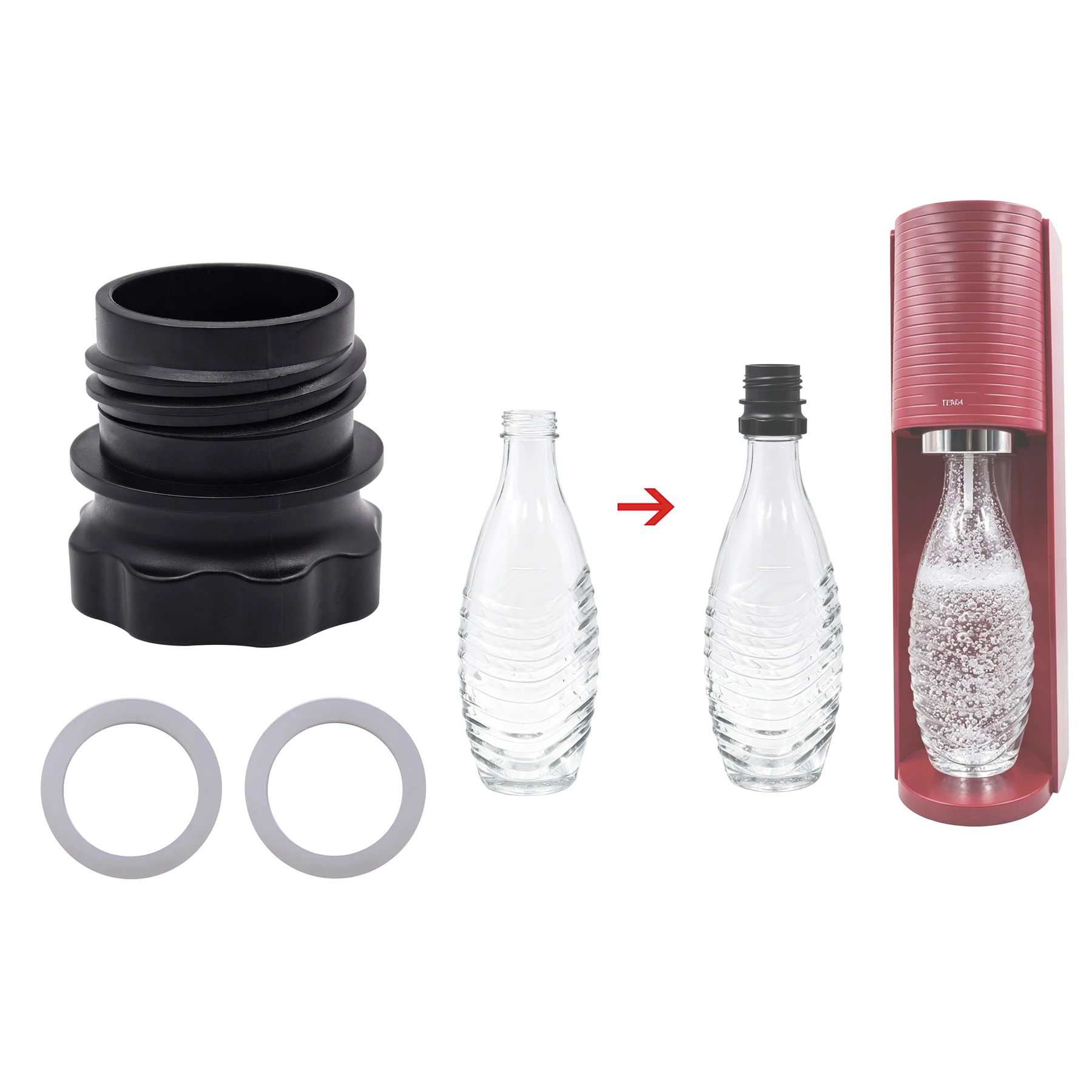Soda Water Accessory 0.7L Crystal Glass Bottle Adapter for Sparkling Water Maker, Terra, DUO, ART, Gaia, Fizzi, G100