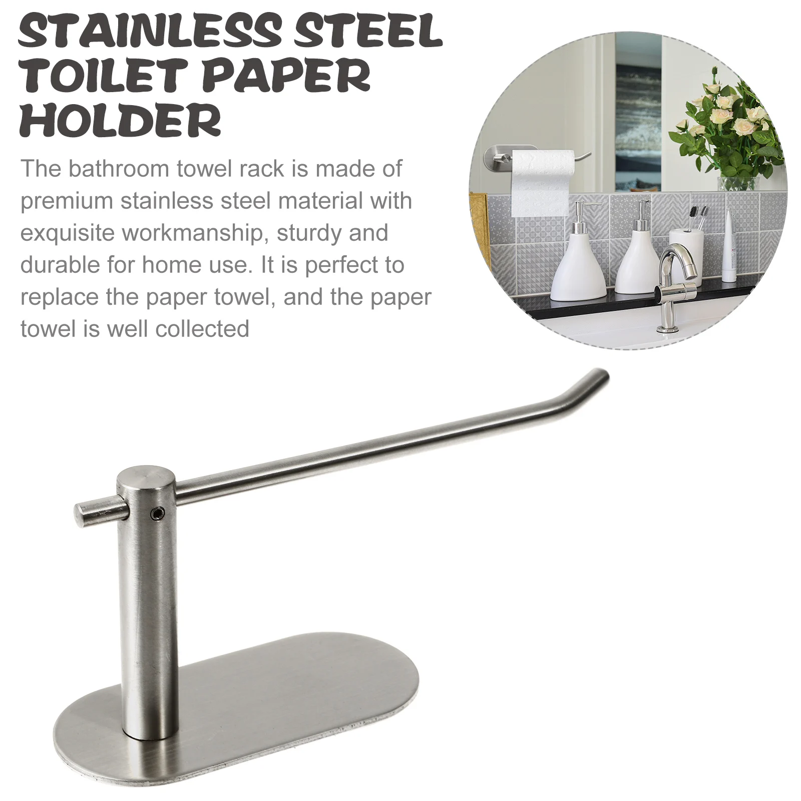 

1Pcs Quality Stainless Steel Multi-Purpose Towel Rack Bathroom Organizer Waterproof Design Hand Towel Holder