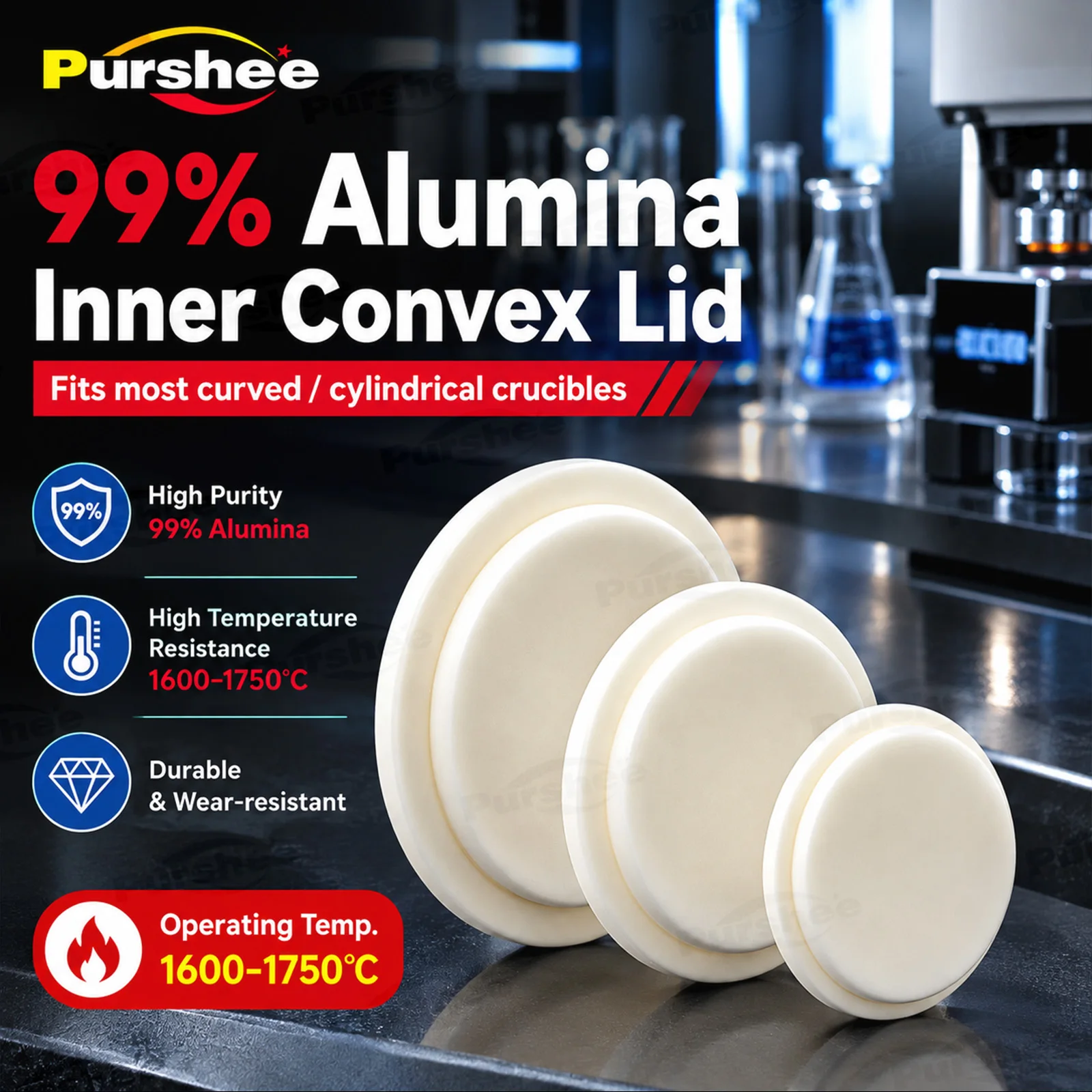 99% Alumina Corundum Inner Convex Crucible Lid Cover Fit For Cylindrical Arc‑Shaped Crucible High Temperature For Muffle Furnace