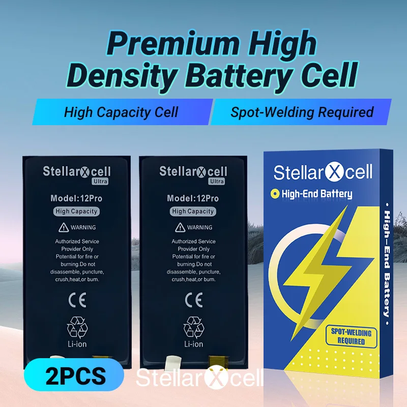 

2 шт.StellarXcell без гибкого аккумулятора большой емкости для iPhone XS 14Pro Max 13Pro Max XR 11, 11Pro, 13Promax, 14Pro