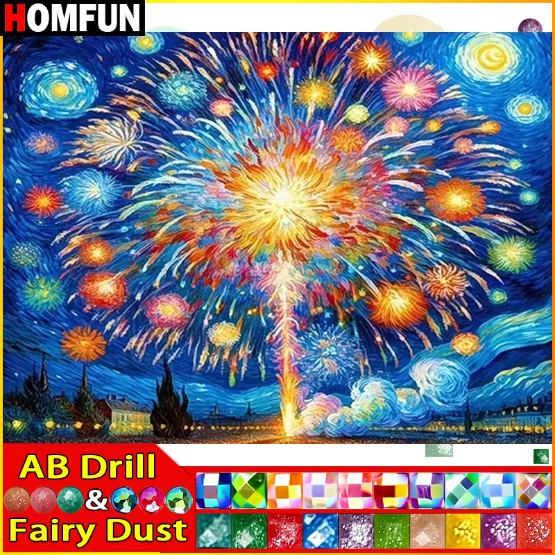HOMFUN Fairy Dust AB Diamond Embroidery DIY Diamond Painting Kit 
