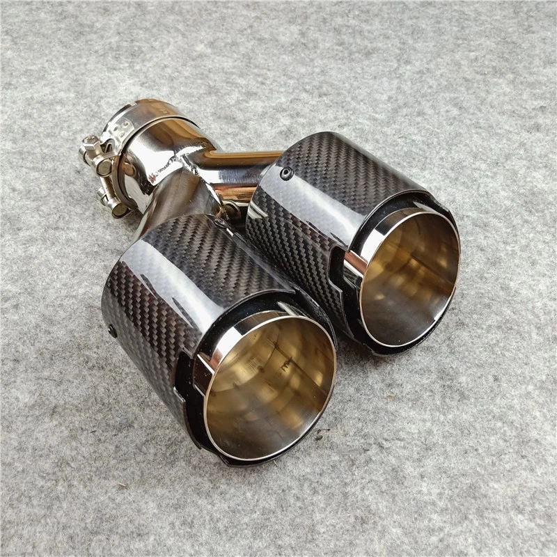 

One Pcs 2.76 inches Y Model Glossy Carbon Fiber Exhaust Tips 304 Stainless Steel For Akrapovic CF Muffler Nozzles Exhaust Pipes