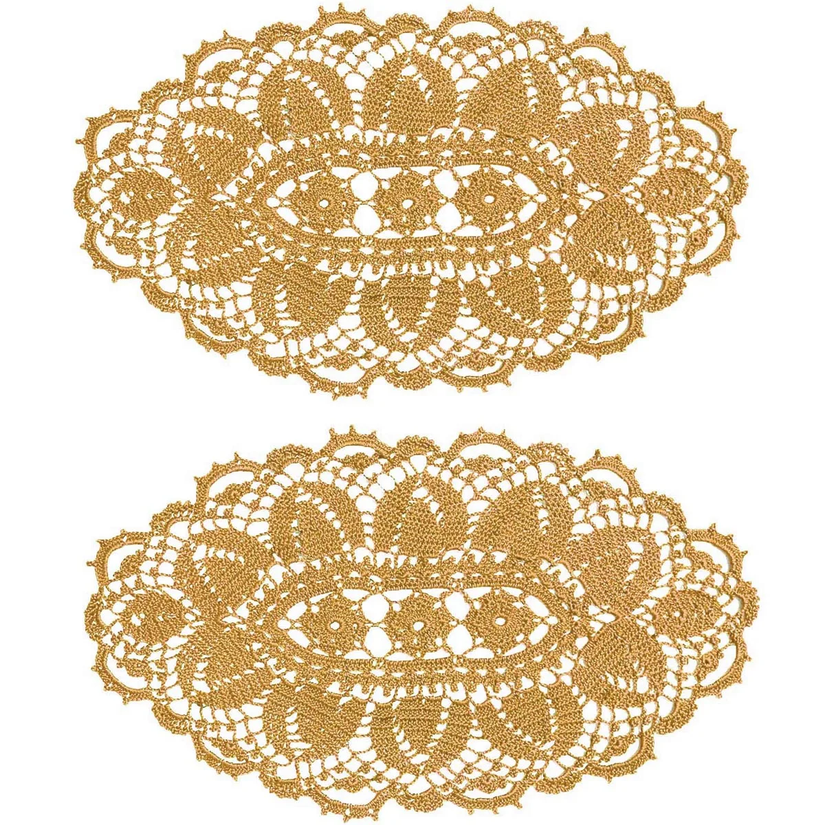 BomHCS  Tulip Flower Lace Placemats Handmade Crochet Doily Table Mat for Kitchen Tablecloth2pcs