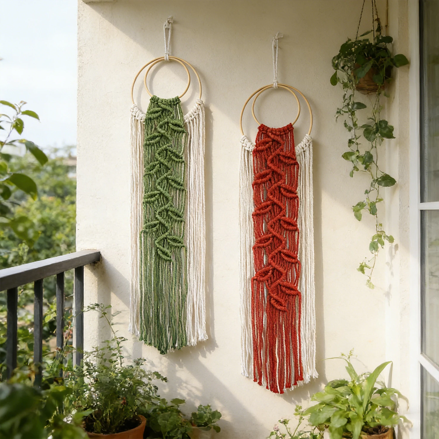 Bohemian Wall Hanging Long Tapestry Hand-woven Tapestry with Colorful Fringes As Background Boho Handmade Art Wall Decor 20x95cm