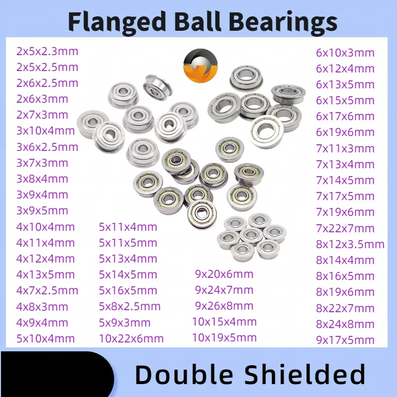 10Pcs Precision Flange Bearing Bore 2mm 3mm 4mm 5mm 6mm 7mm 8mm 9mm 10mm MF63ZZ MF106ZZ F685ZZ F695ZZ F6900ZZ F6700ZZ F608ZZ