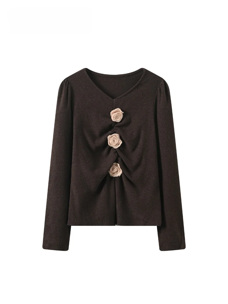 

Женская базовая блузка больших размеров с длинным рукавом и V-образным вырезом, повседневный облегающий топ для весны, модный, удобный, дышащий, из эластичной ткани