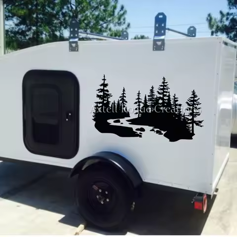 Large Original River and Trees Landscape Camper RV Car Sticker Decal Mountain Forest Landscape Trailer Motorhome Caravan Decor