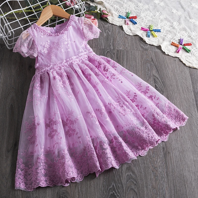 Flower Girls Dress for Wedding Party 2025 New Summer Casual Costumes for 3-8 Years Kids Embroidery Elegant Princess Dresses