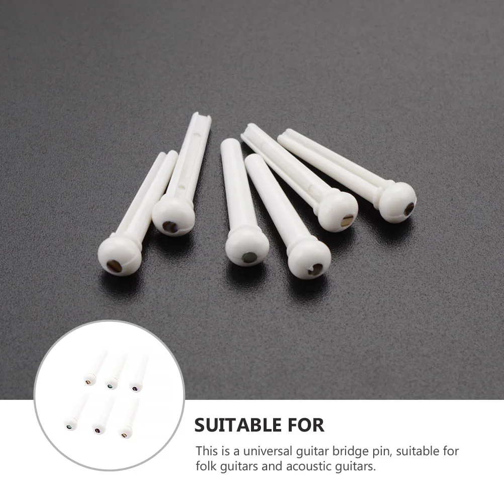 

6pcs Plastic Guitar Bridge Pegs Premium String Nails Pins Acoustic Guitar Replacement End Pegs Universal Fit Folk Guitars