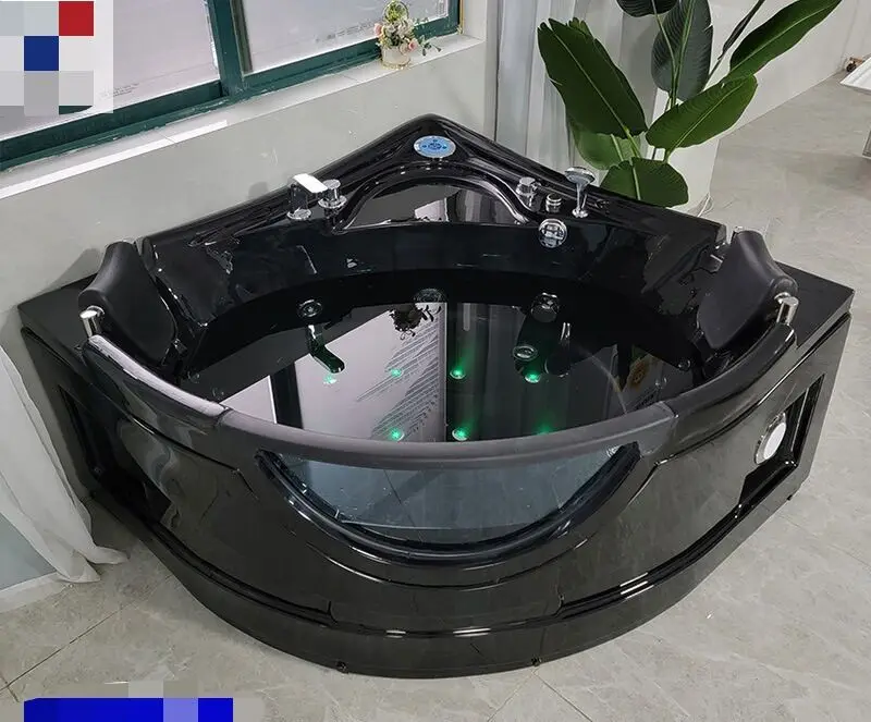 

Wholesale Black Corner Bathtub Acrylic Massage Freestanding Corner Bathtub With Led Light