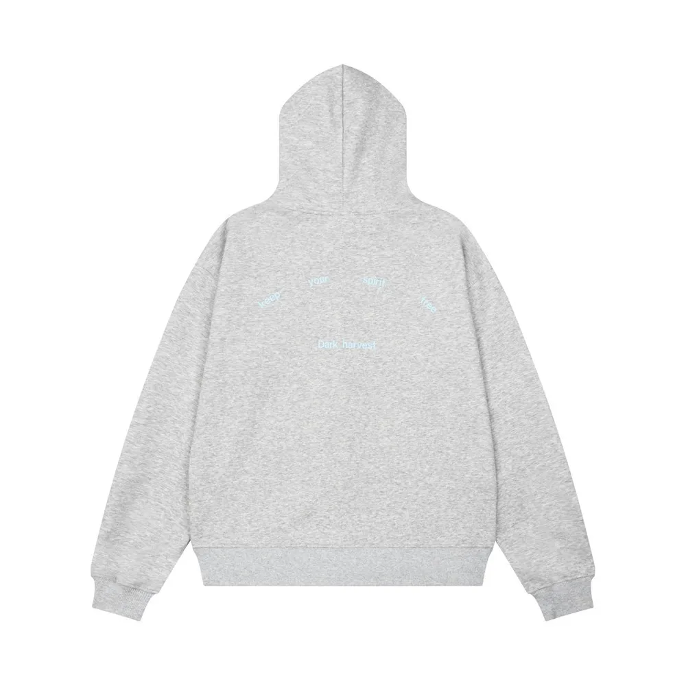 MWJLPWQ Men's Hooded Sweatshirt Jacket For Spring Autumn American Trendy Vibe Personalized Embroidered Letter Design Tops 17622